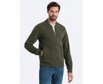 Rozepínací bavlněná pánská mikina bomber - kaštanová V13 OM-SSZP-0215 Khaki, S