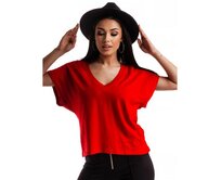 Dámské hladké tričko SLR001 - bílé Červená, S