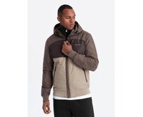 Kurtka męska sportowa z kapturem C447 - V19 brązowa Béžová, S