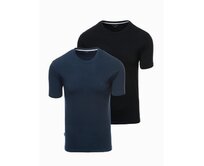 Pánská bavlněná trička BASIC s kulatým výstřihem - černá/bílá/tmavě modrá V1 OM-TSBS-0232 Námořnická modrá, S