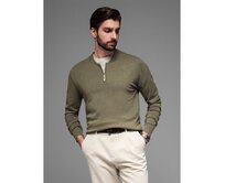 Pletený pánský svetr se strukturovanými puntíky - tmavě modrý V1 OM-SWSW-0118 Olivová, S