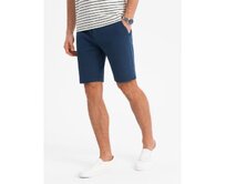 Pánské krátké šortky SLIM FIT ze strukturovaného melanžového úpletu - černé V2 OM-SRCS-0166 Námořnická modrá, S