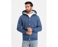 Pánská bavlněná mikina bomber bez zipu - bordó V13 OM-SSZP-0215 Námořnická modrá, L