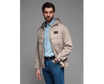 Lehká barevná pánská sportovní bunda s fleecem - hnědá a tmavě modrá V1 OM-JANP-0194 Šedá, S