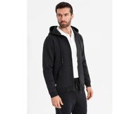 Rozepínací mikina s kapucí ve streetwearovém stylu - černá V3 OM-SSZP-0213 Černá, S