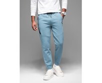 Pánské tepláky s žebrovanými manžetami a ozdobným zipem - světle modré V4 OM-PASK-0226 Modrá, S