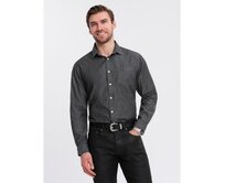 Pánská džínová košile s vyšívanou kapsou - černá V2 OM-SHDS-0181 Černá, S