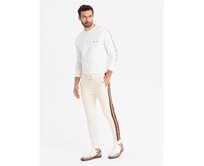 Pánské strukturované úpletové tepláky - grafitové V5 OM-PASK-0211 Krémová, S