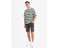 Pánské šortky s elastickým pasem a efektem praní - šedé V3 OM-SRDS-0192 Šedá, S