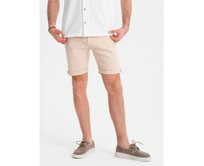 Pánské klasické džínové kraťasy s ohrnutými nohavicemi – krémové V2 OM-SRDS-0162 Krémová, S