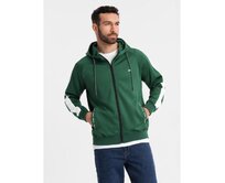 Pánská mikina s vysokým límcem a pruhy - šedá melírovaná V1 OM-SSZP-0219 Zelená, S