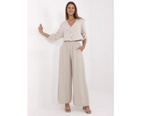 Béžové mušelínové kalhoty se širokými nohavicemi Béžová, Univerzální