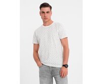 Pánská pletená košile s celoplošným potiskem - bílá V3 OM-TSFP-0250 Bílá, M