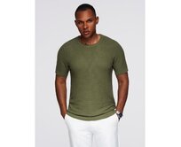 Pánské pletené tričko s jemnou strukturou – bílé V1 OM-TSCT-0244 Olivová, S