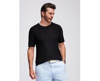 Pánské pletené tričko s jemnou strukturou – olivové V5 OM-TSCT-0244 Černá, M