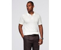 Klasické pletené tričko pro muže s pruhovanými manžetami – světle šedé V3 OM-TSCT-0252 Bílá, S