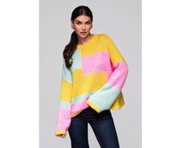 Dámský svetr LW-SWSW-0108 – žlutý/mátový Žlutá, Univerzální