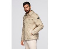 Pánská prošívaná bunda se dvěma zapínáními – tmavě modrá V1 OM-JALP-0231 Béžová, S