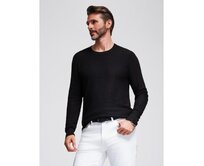 Pánský strukturovaný svetr s kulatým výstřihem – černý V3 OM-SWSW-0181 Černá, S