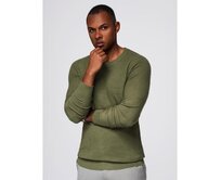 Pánský strukturovaný svetr s kulatým výstřihem – olivový V1 OM-SWSW-0181 Olivová, S