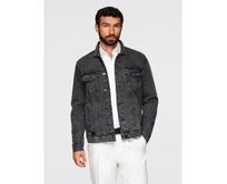 Pánská džínová bunda katana s efektem vyprání – černá V3 OM-JADJ-0219 Černá, S