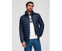 Pánská prošívaná bunda s stojáčkem a zipy na hrudi – černá V1 OM-JALP-0260 Námořnická modrá, S