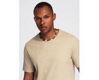 Pánské tričko s vaflovou strukturou a kulatým výstřihem – písková V2 OM-TSCT-0197 Písková, S