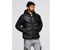 Dlouhá prošívaná pánská bunda s velkými kapsami – černá V1 OM-JALJ-0308 Černá, M