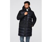 Pánská dlouhá prošívaná bunda s kapucí – černá V1 OM-JALJ-0264 Šedá, S