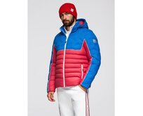 Moderní prošívaná pánská bunda z kombinovaných materiálů – černá V1 OM-JAHP-0303 Červená, S