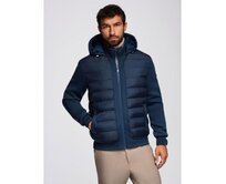 Pánská prošívaná bunda s odnímatelnou kapucí – grafitově bílá V3 OM-JALP-0206 Námořnická modrá, S