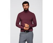 Pánský svetr s rolákem a dlouhými rukávy – vínový V6 OM-LSCL-0130 Červená, L