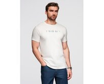 Pánské tričko s výšivkou na hrudi – bílé V2 OM-TSPT-0248 Bílá, S