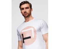 Pánské tričko s velkým potiskem – bílé V1 OM-TSPT-0245 Bílá, S