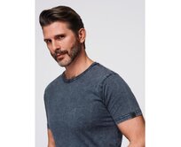 Pánské tričko s efektem vyprání – tmavě modré V2 OM-TSWT-0116 Námořnická modrá, S