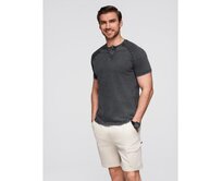 Pánské tričko s efektem vyprání a knoflíky u výstřihu – černé V1 OM-TSWT-0150 Černá, S