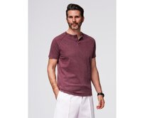 Pánské tričko s efektem vyprání a knoflíky u výstřihu – bordó V3 OM-TSWT-0150 Červená, S