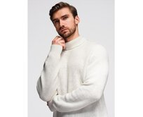 Klasický pánský svetr z bavlny s rolákem – bílý V3 OM-SWTN-0162 Bílá, L