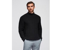 Klasický pánský svetr z bavlny s rolákem – černý V4 OM-SWTN-0162 Černá, XL