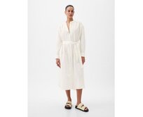 Lněné midi šaty Bílá, S