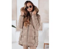 Dámská zimní bunda NORINA prošívaná s kožešinou kamelová Karamelová, S