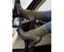 Dámské kozačky na silném podpatku DOMVIBE zelené Zelená, 38