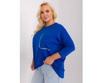 Dámská halenka plus size s kulatým výstřihem MEIRR kobaltová Modrá, Univerzální