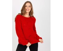 Dámský svetr s vlnou OCH BELLA  tmavě červený Vícebarevný, Univerzální