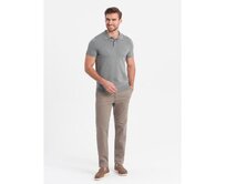 Pánské chino kalhoty klasického střihu V1 OM-PACP-0190 popelavé Šedá, XL