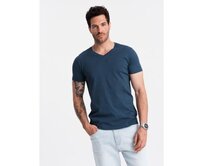 Pánské klasické bavlněné tričko BASIC tmavě modré Modrá, S