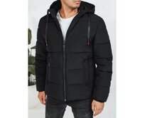 Pánská zimní prošívaná bunda s kapucí, černá Černá, M/48
