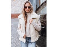 Dámská koženánková vesta s kožešinou, béžová Béžová, S