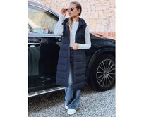 Dámská dlouhá prošívaná vesta tmavě modrá Námořnická modrá, S