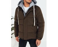 Pánská zimní prošívaná bunda s kapucí, khaki Hnědá, S